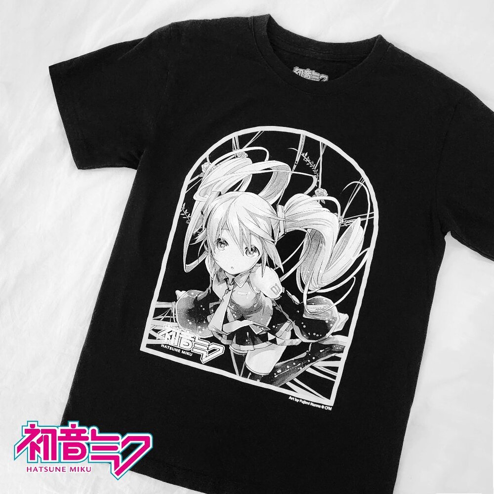 Vocaloid Hatsune Miku Anime Cosplay Black Unisex T-Shirt Graphic Tee (S)